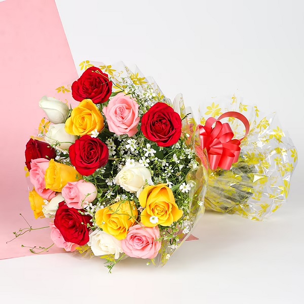 Order 20 Mix Roses Bouquet online | Get same day delivery PAN India in ...