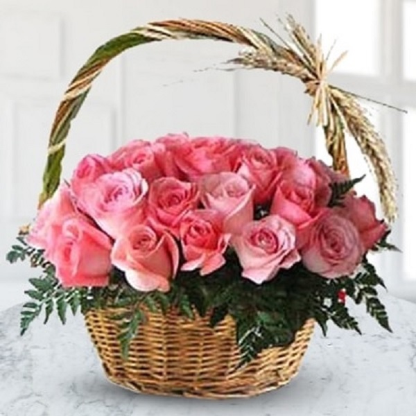 Order Basket Of Pink Roses online | Get same day delivery PAN India in ...