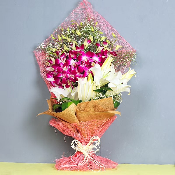 Order Pretty Purple Orchids and Lilies online | Get same day delivery ...