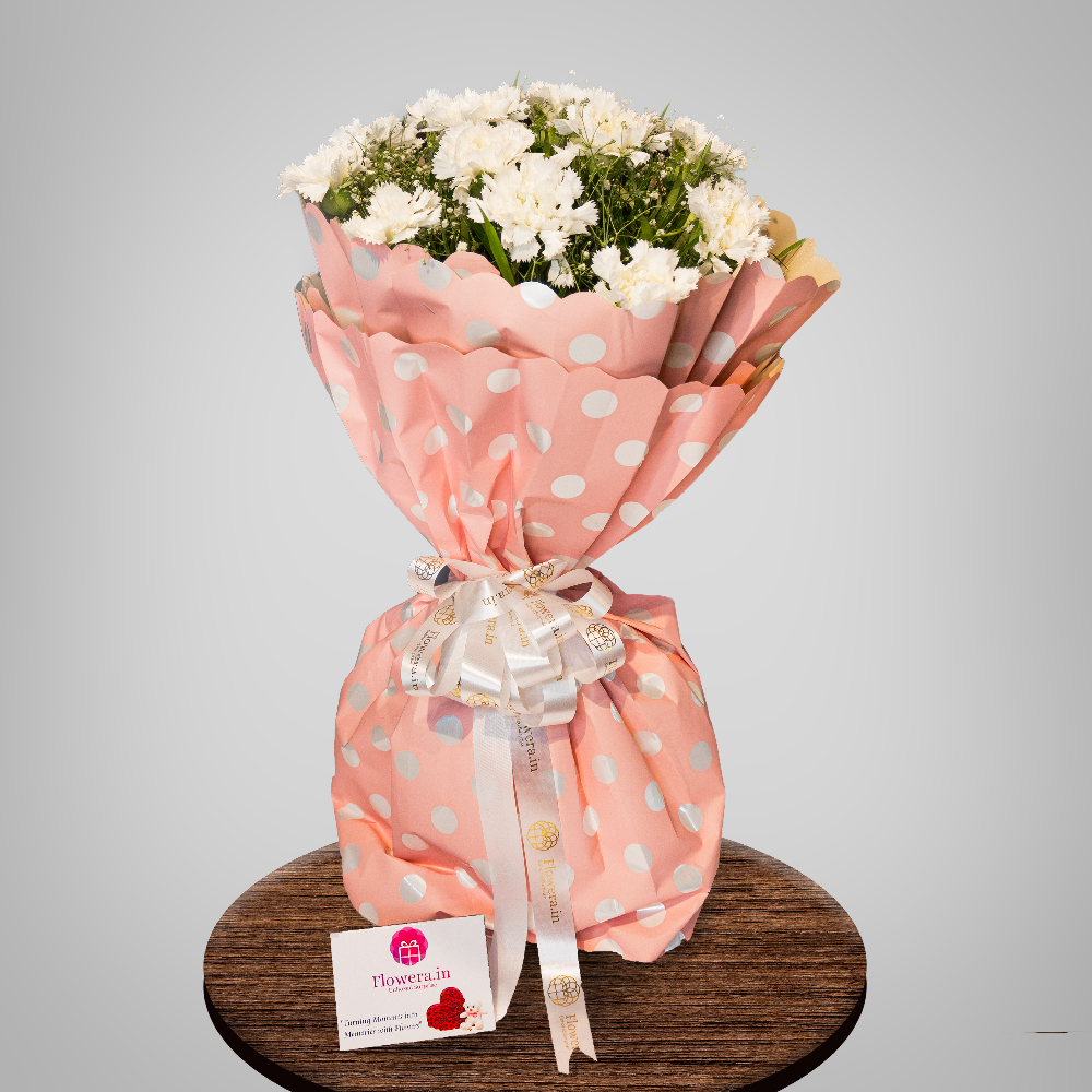 Order White Carnation Bouquet online | Get same day delivery PAN India ...