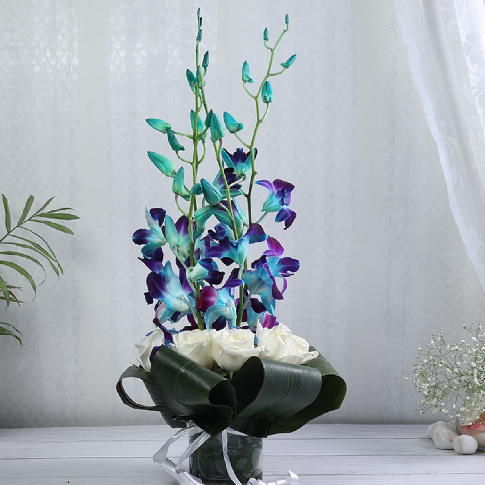 Order Pretty Orchids With Pink Roses online | Get same day delivery PAN ...