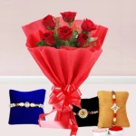 3 Rakhi And Flowers