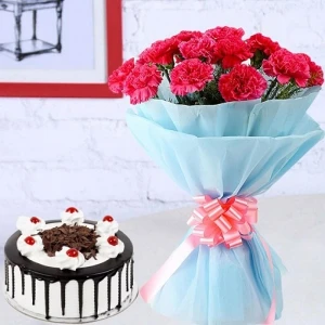 Adorable Gesture Carnation & Cake