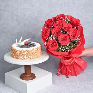 Butter Scotch Cake And Roses