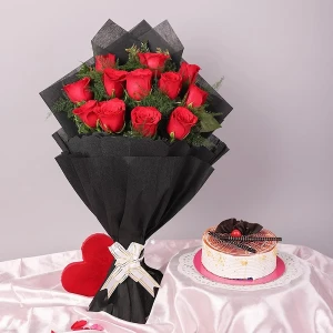 Forever Red Roses And Butterscotch Cake