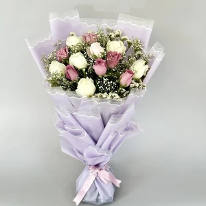 Premium Bouquet Of Pink And White Roses