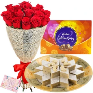 Kaju Katli and Roses