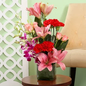 Beautiful Blooms in Glass Vase