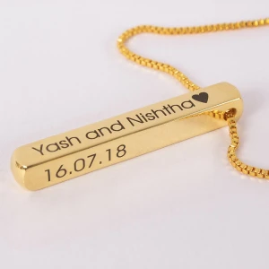 Personalised Bar Name Brass Necklace