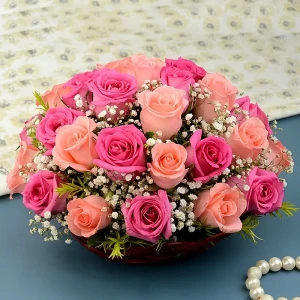 Pink Roses Basket