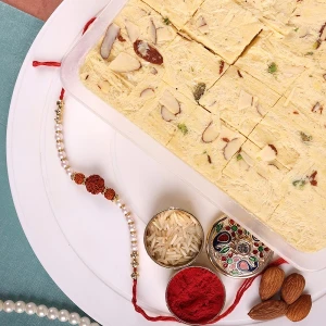 Rakhi With Soan Papdi Sweet