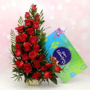 Red Rose Basket and Celebration