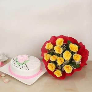 Yellow Roses N Cake