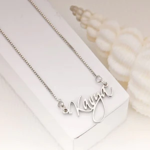 Silver Plated Curved Name Necklace for Her