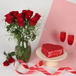 Red Velvet Cake N Roses Bouquet