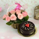 Truffle Cake With Pink Roses