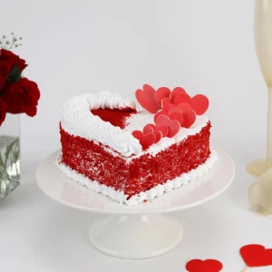 Lovely Red Velvet Heart Shape Cake