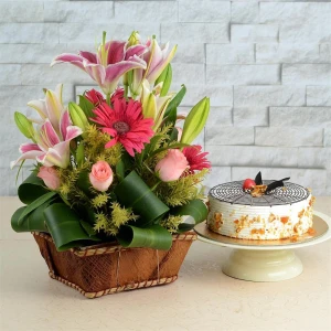 Cute Floral Basket And Cake