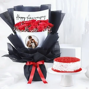 Personalised Photo Flower Bouquet & Cake