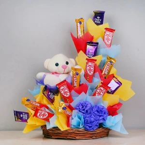 Chocolate And Teddy Bouquet