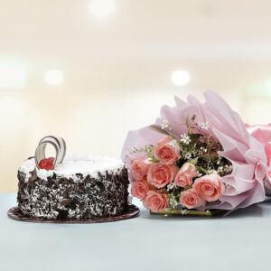 Black Forest Cake With Pink Roses
