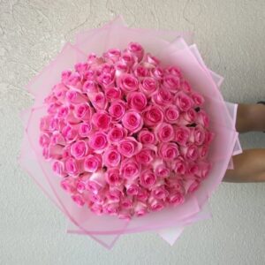 100 Pink Roses bunch