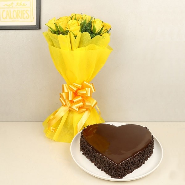Yellow Flowers & Truffle Cake