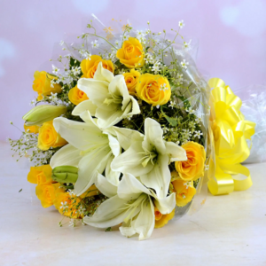 Lilies and  Yellow Roses