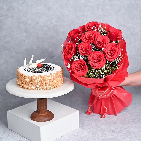 Butter scotch cake and Roses