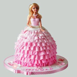 Pink Barbie Doll Theme Cake