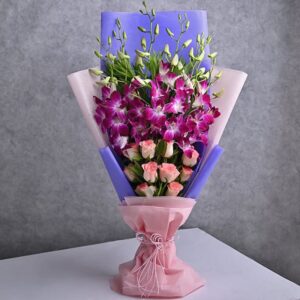 Pretty Pink Roses With Orchids