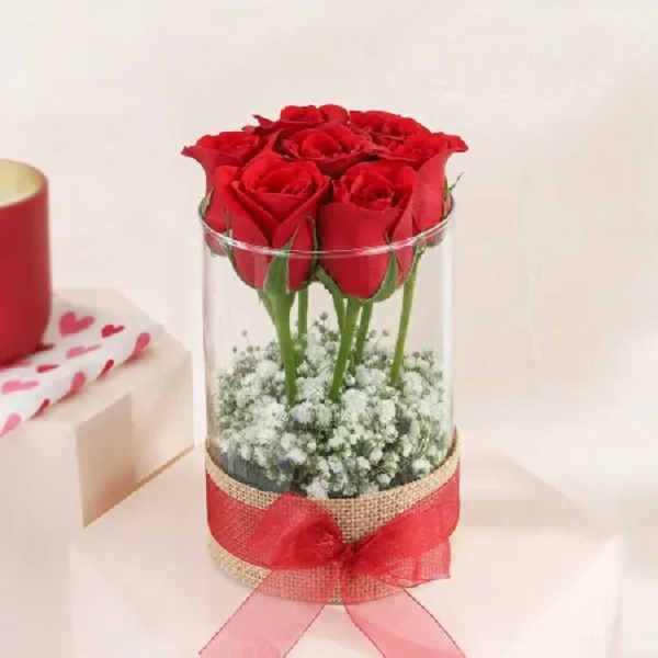 Pretty Red Roses in Vase